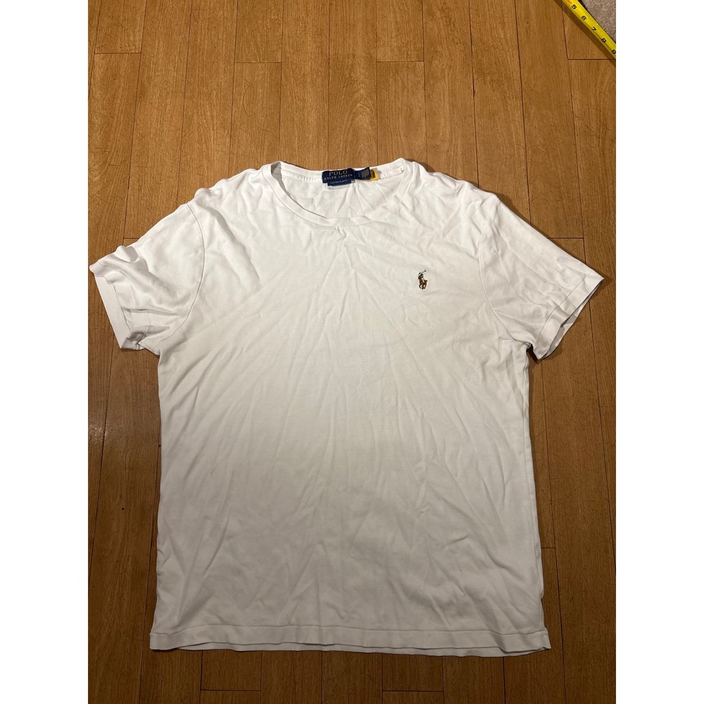 Polo Ralph Lauren Mens White Custom Slim Fit Pony Logo T-Shirt Large